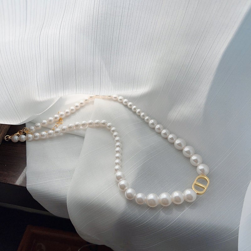 Oil Painting Natural Pearl Necklace Women'S [Antique Buck] New Chinese Flower Pendant Collarbone Necklace - Image 1